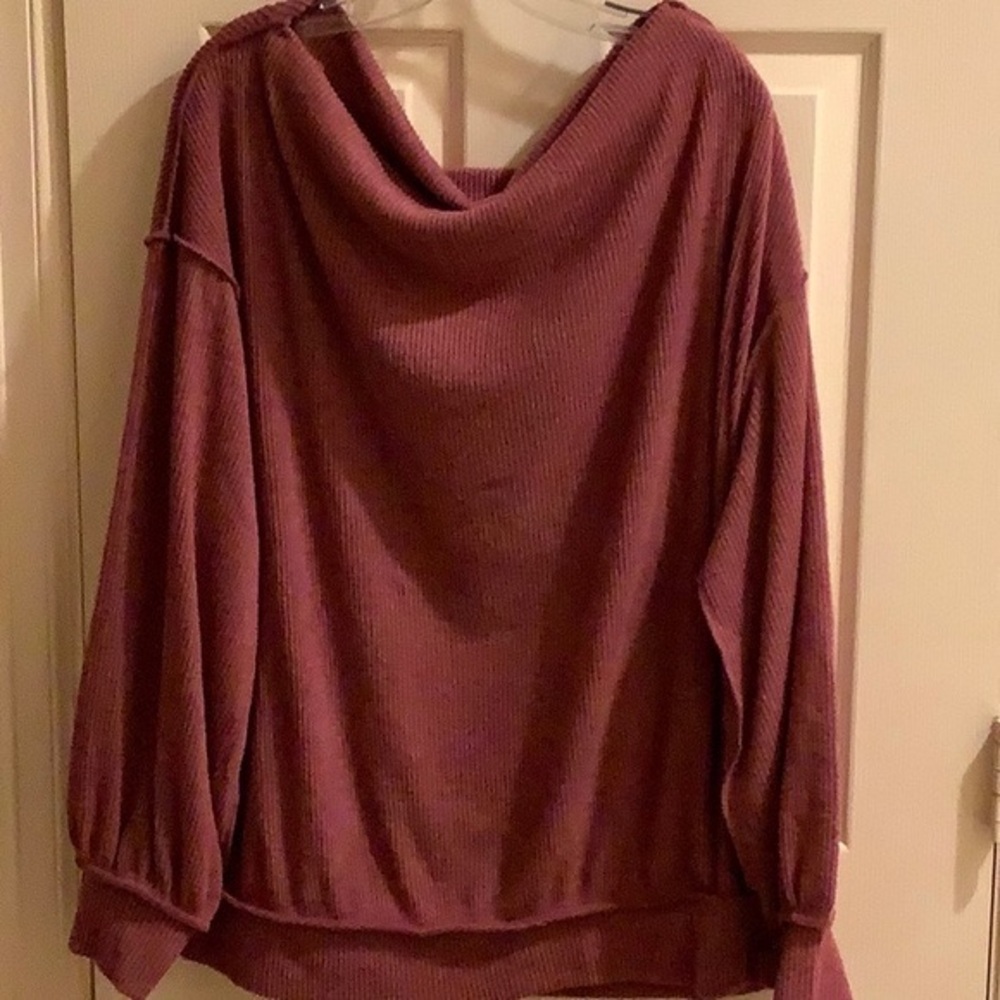 We The Free Mauve Cowl Neck Sweater